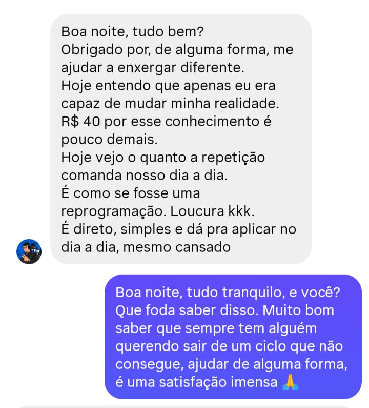 Mensagem real de leitor sobre aplicação no dia a dia